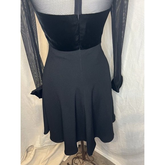 Beautiful RAMINI Dress Size 8 Black Long Sleeve Velvet, Sheer & Tulle Lined - Picture 12 of 14